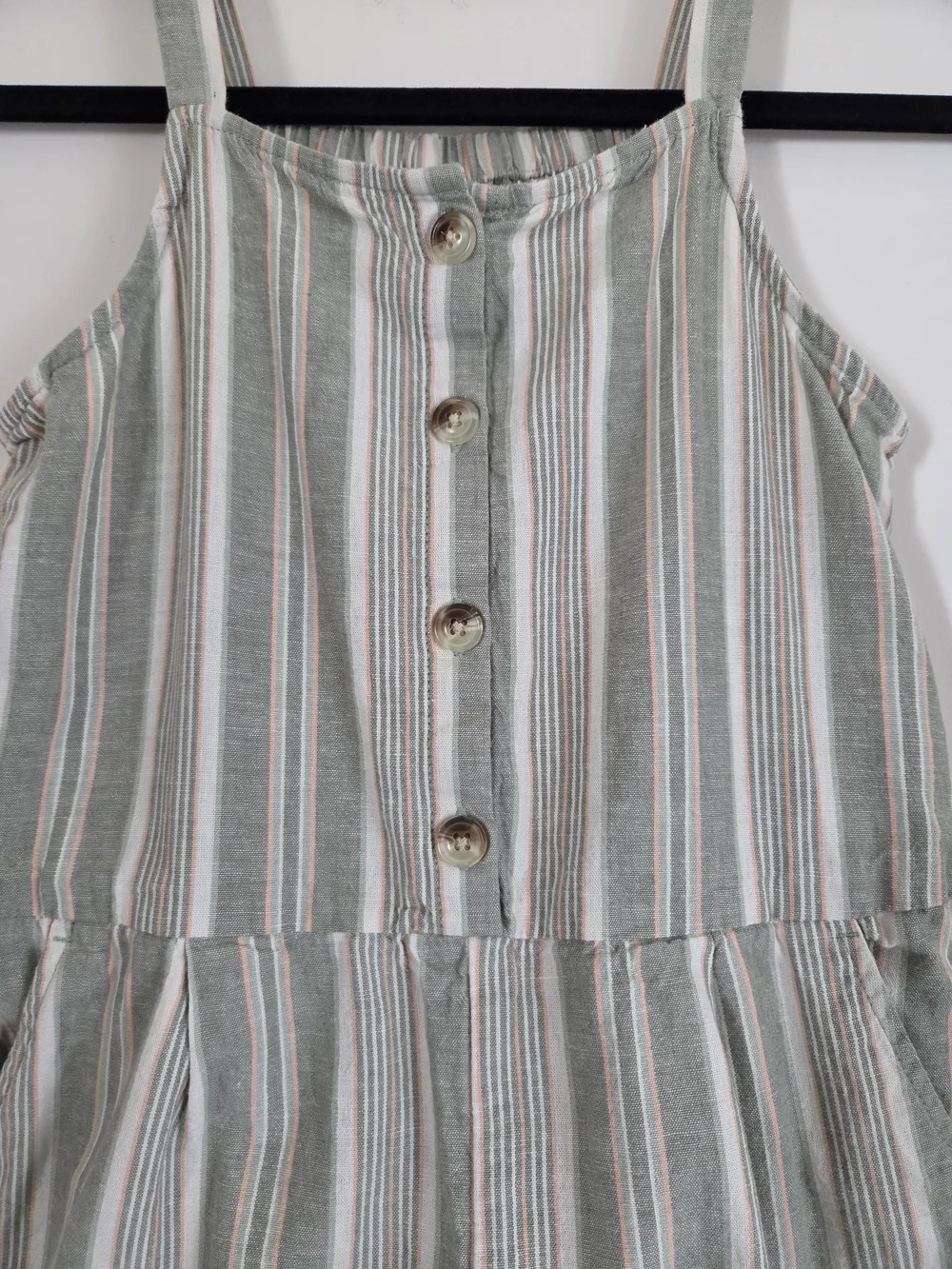 OshKosh B'gosh Girls' Striped Linen Button-Front Jumpsuit Wide Leg (12)